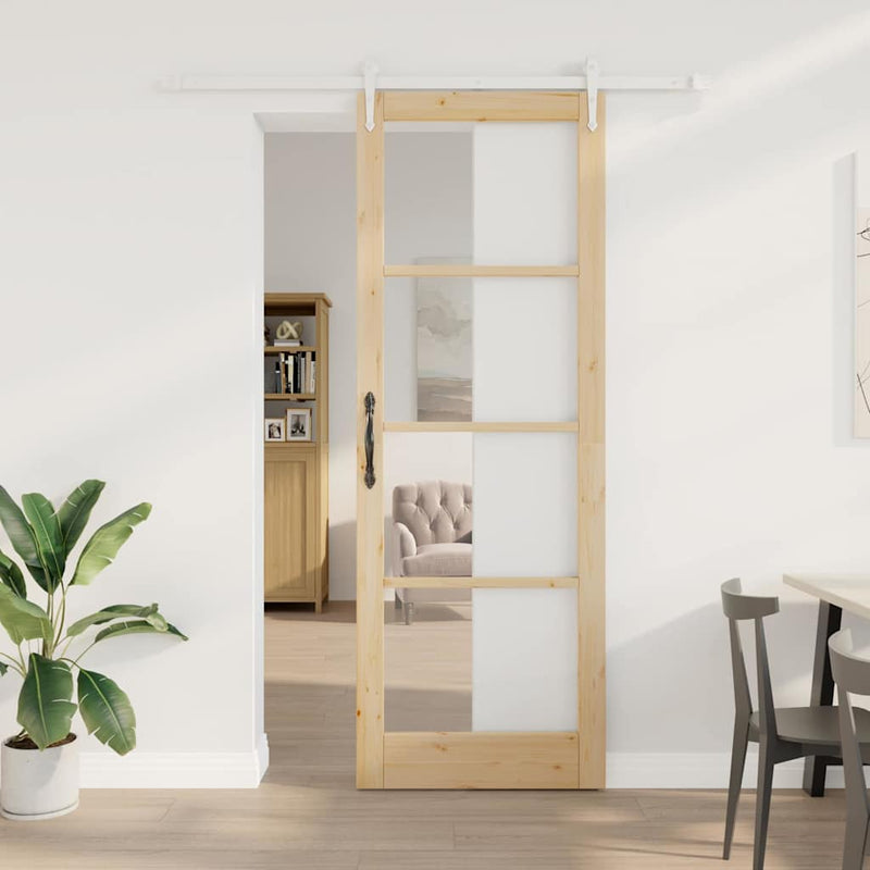 vidaXL Egyszerű Csúszó Ajtó Barna 83 x 232 cm Fa és fém