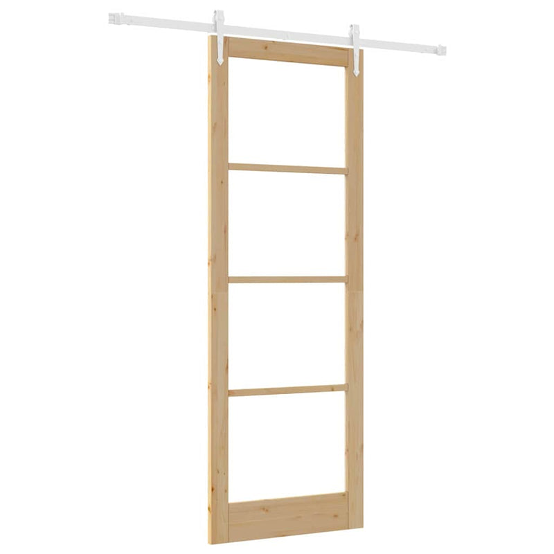 vidaXL Egyszerű Csúszó Ajtó Barna 83 x 232 cm Fa és fém