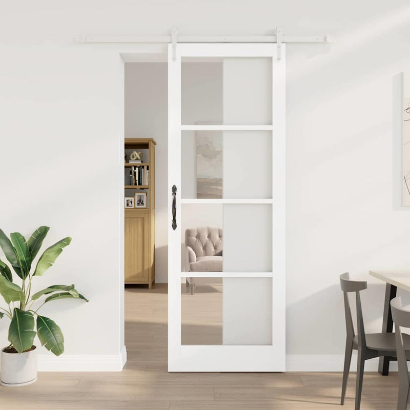 vidaXL Egyszerű Csúszó Ajtó Fehér 83 x 232 cm Fa és fém