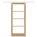 vidaXL Csúszó ajtó Természetes 86 x 198,5 cm Tömör fenyőfa és üveg