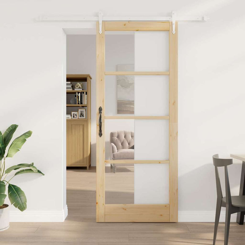 vidaXL Egyszerű Csúszó Ajtó Barna 86 x 211 cm Fa és fém
