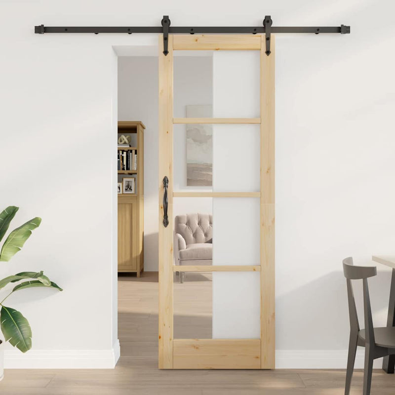 vidaXL Egyszerű Csúszó Ajtó Barna 73.5 x 211 cm Fa és fém