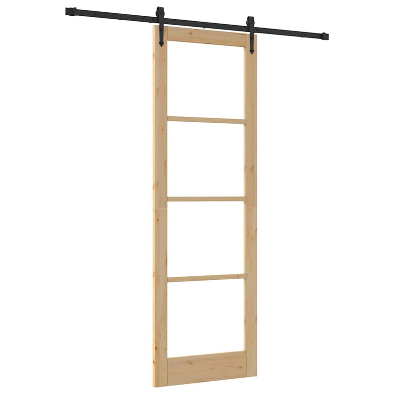 vidaXL Egyszerű Csúszó Ajtó Barna 78 x 232 cm Fa és fém
