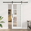 vidaXL Csúszó ajtó Fehér és fekete 83 x 211 cm Tömör fenyőfa és üveg