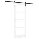 vidaXL Csúszó ajtó Fehér és fekete 83 x 211 cm Tömör fenyőfa és üveg