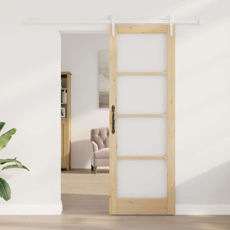vidaXL Egyszerű Csúszó Ajtó Barna 73.5 x 211 cm Fa és fém
