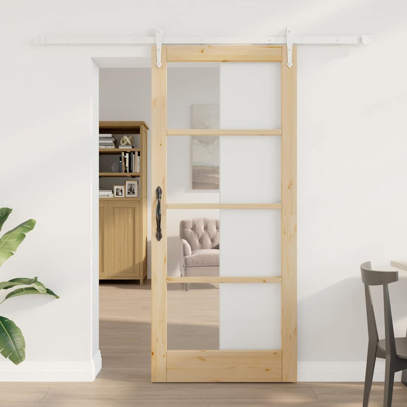 vidaXL Egyszerű Csúszó Ajtó Barna 78 x 202 cm Fa és fém