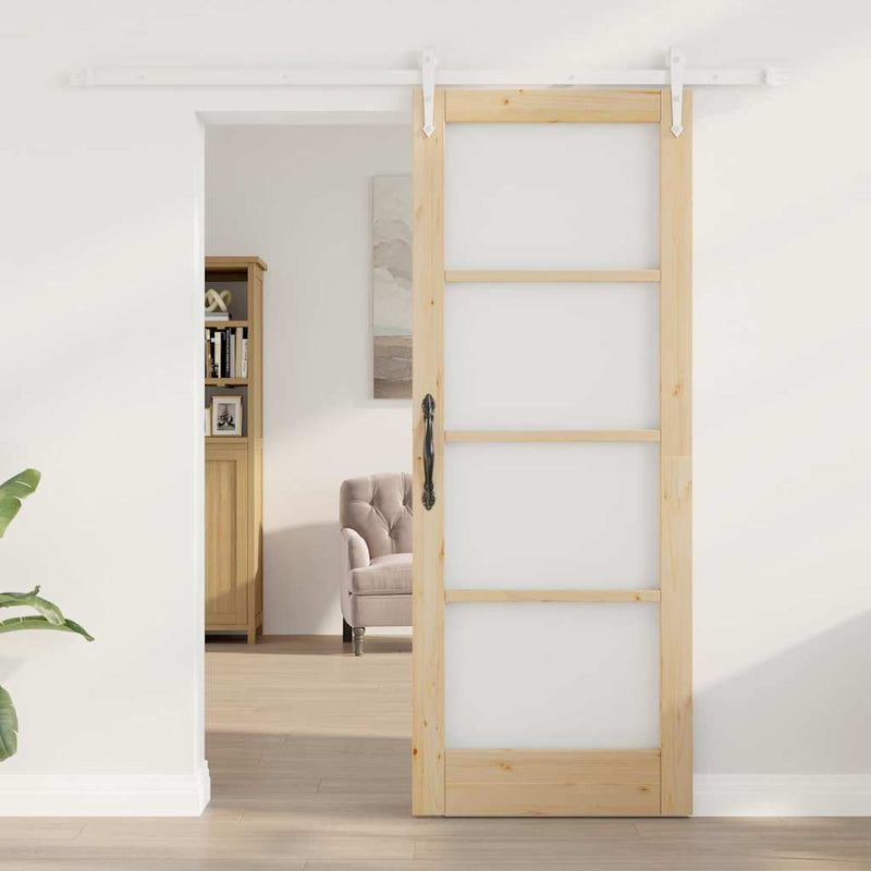 vidaXL Egyszerű Csúszó Ajtó Barna 78 x 202 cm Fa és fém