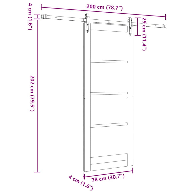 vidaXL Egyszerű Csúszó Ajtó Barna 78 x 202 cm Fa és fém