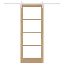 vidaXL Csúszó ajtó Természetes 83 x 211 cm Tömör fenyőfa és üveg