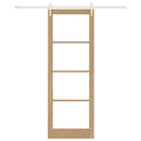 vidaXL Csúszó ajtó Természetes 83 x 232 cm Tömör fenyőfa és üveg