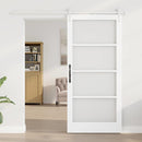 vidaXL Csúszó ajtó Fehér 93 x 202 cm Tömör fenyőfa és üveg