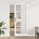vidaXL Csúszó ajtó Fehér 93 x 232 cm Tömör fenyőfa és üveg