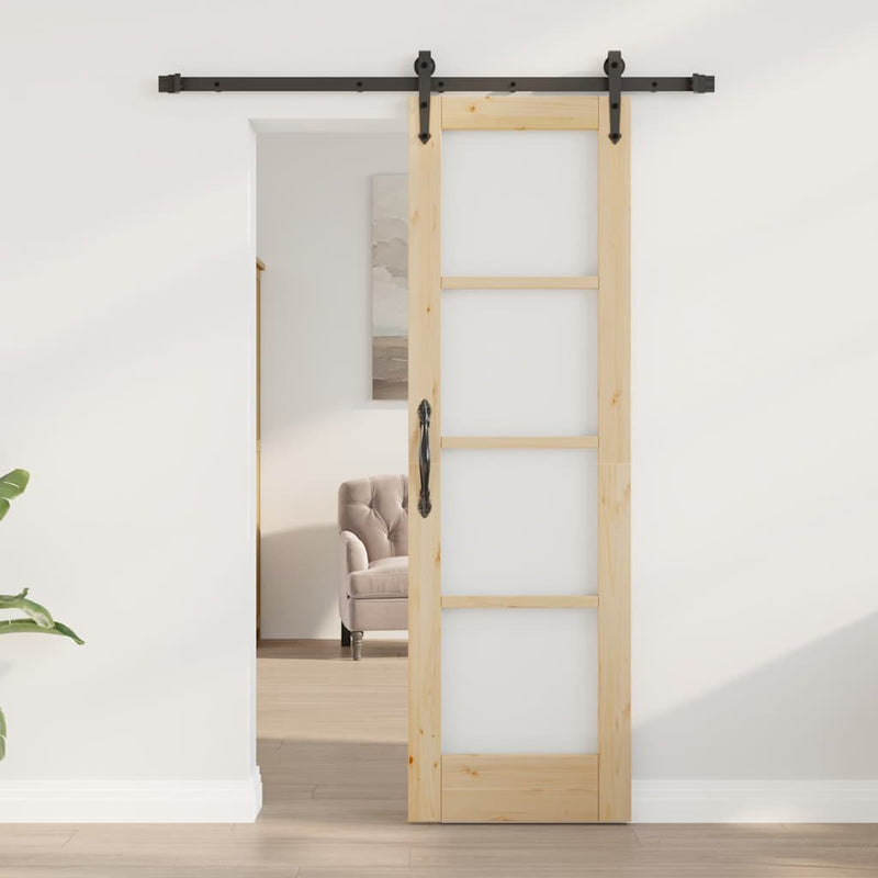 vidaXL Csúszóajtó ORKDAL Barna 61 x 198.5 cm Fa és fém