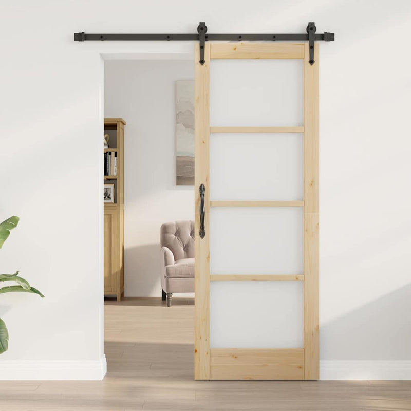 vidaXL Csúszóajtó ORKDAL Barna 73.5 x 198.5 cm Fa és fém
