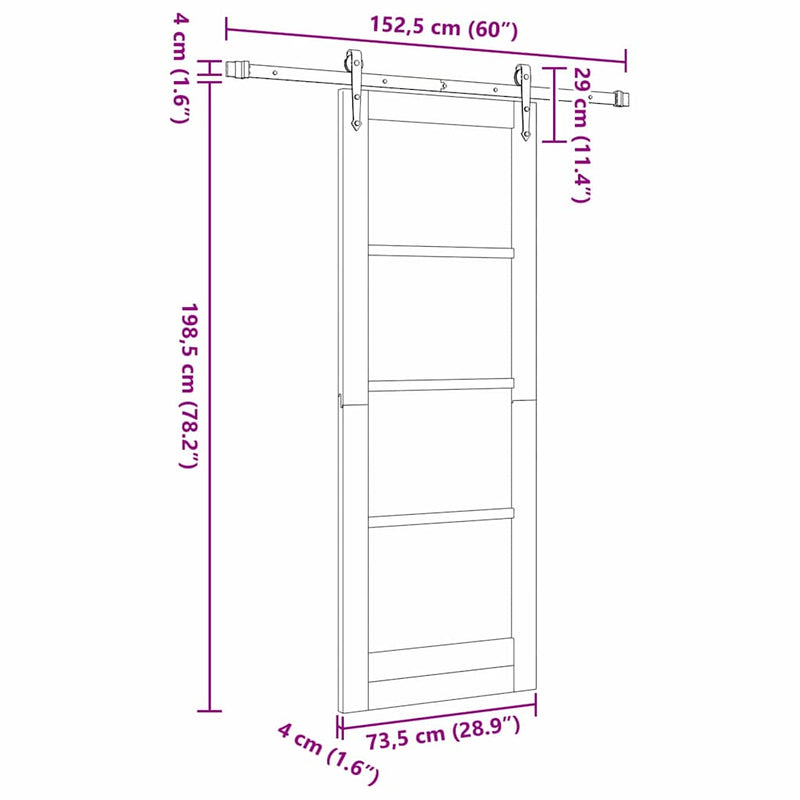 vidaXL Csúszóajtó ORKDAL Fehér 73.5 x 198.5 cm Fa és fém