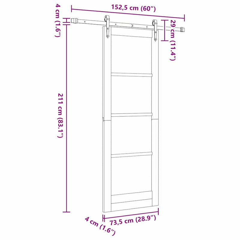 vidaXL Csúszóajtó ORKDAL Fehér 73.5 x 211 cm Fa és fém