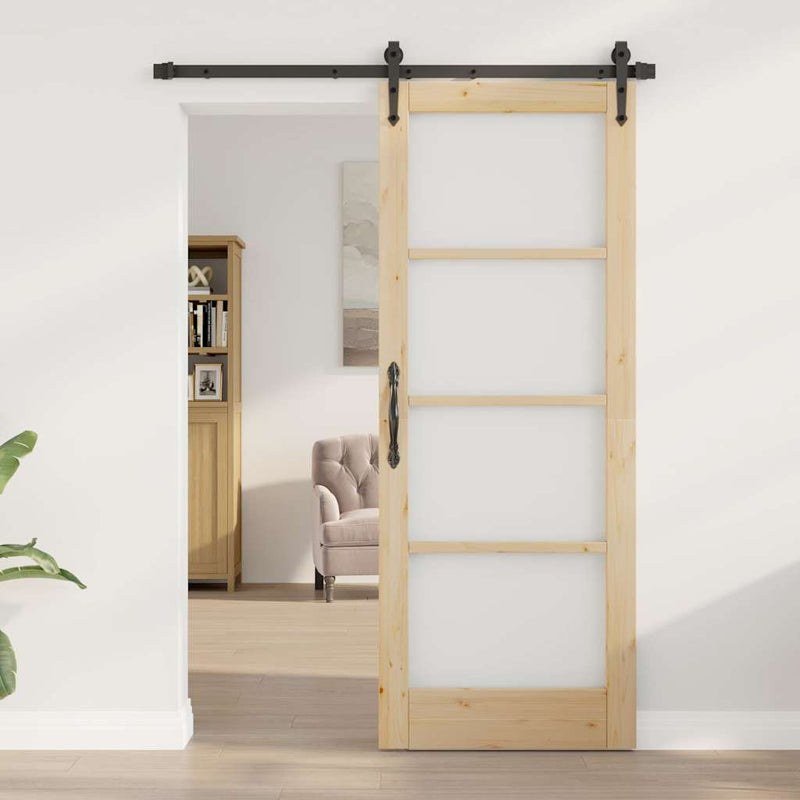 vidaXL Csúszóajtó ORKDAL Barna 78 x 202 cm Fa és fém