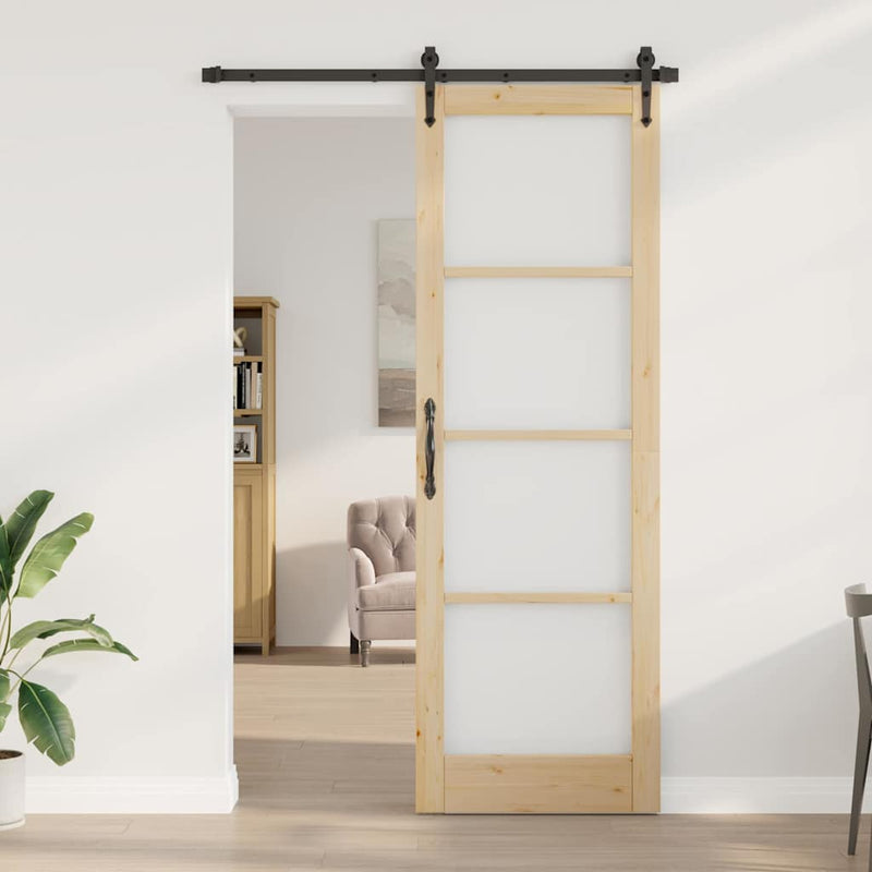 vidaXL Csúszóajtó ORKDAL Barna 78 x 232 cm Fa és fém