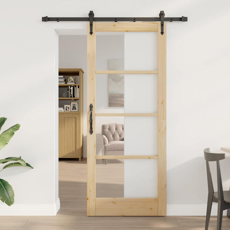 vidaXL Csúszóajtó ORKDAL Barna 83 x 202 cm Fa és fém