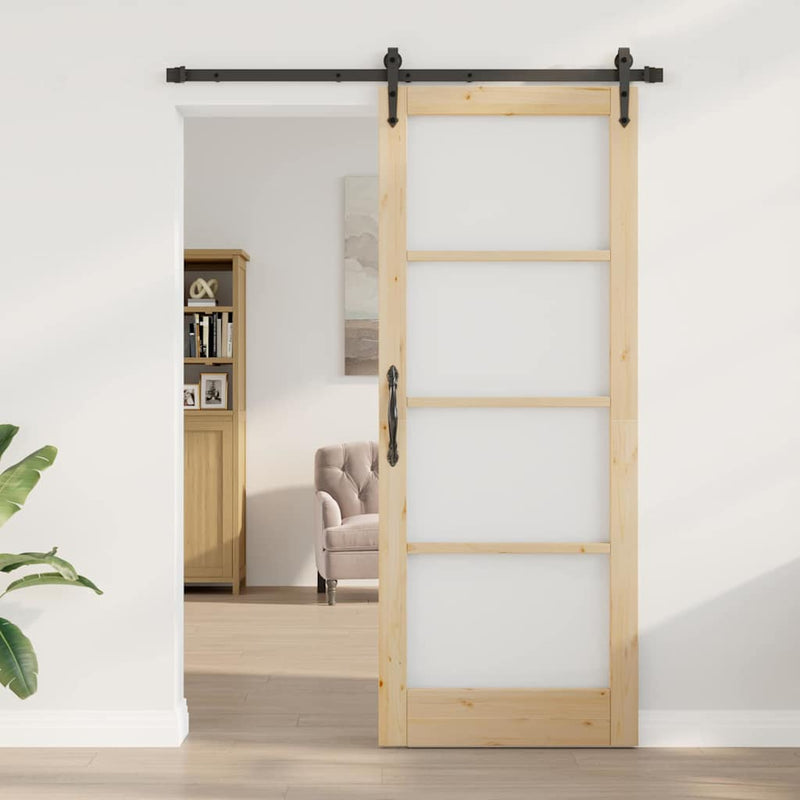 vidaXL Csúszóajtó ORKDAL Barna 83 x 211 cm Fa és fém