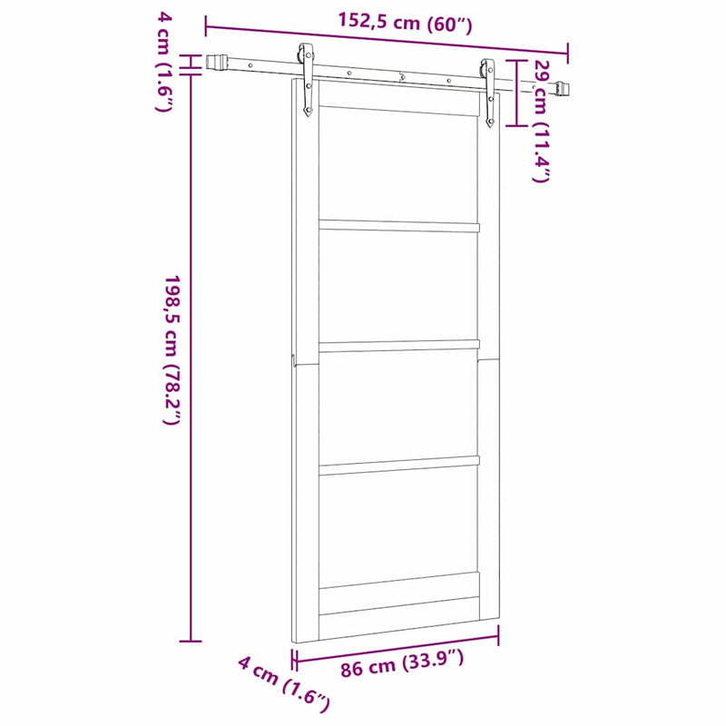 vidaXL Csúszóajtó ORKDAL Barna 86 x 198.5 cm Fa és fém