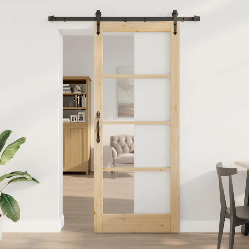 vidaXL Csúszóajtó ORKDAL Barna 86 x 211 cm Fa és fém
