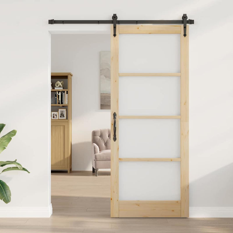 vidaXL Csúszóajtó ORKDAL Barna 86 x 211 cm Fa és fém