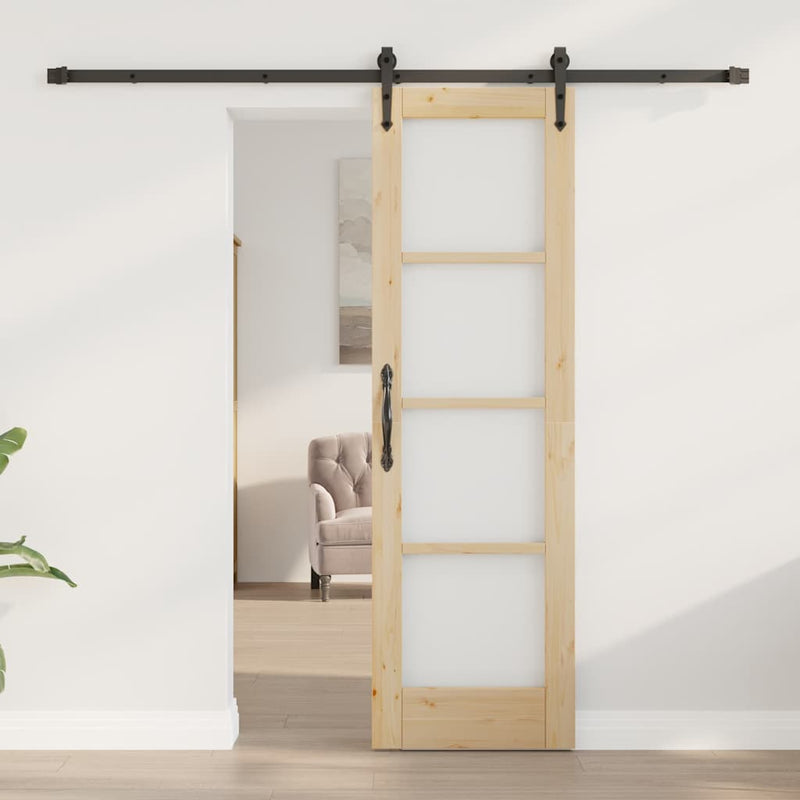 vidaXL Csúszóajtó ORKDAL Barna 61 x 198.5 cm Fa és fém