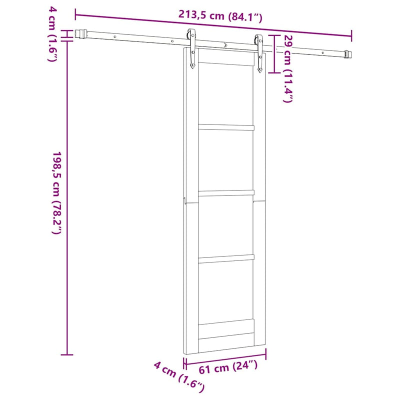vidaXL Csúszóajtó ORKDAL Barna 61 x 198.5 cm Fa és fém