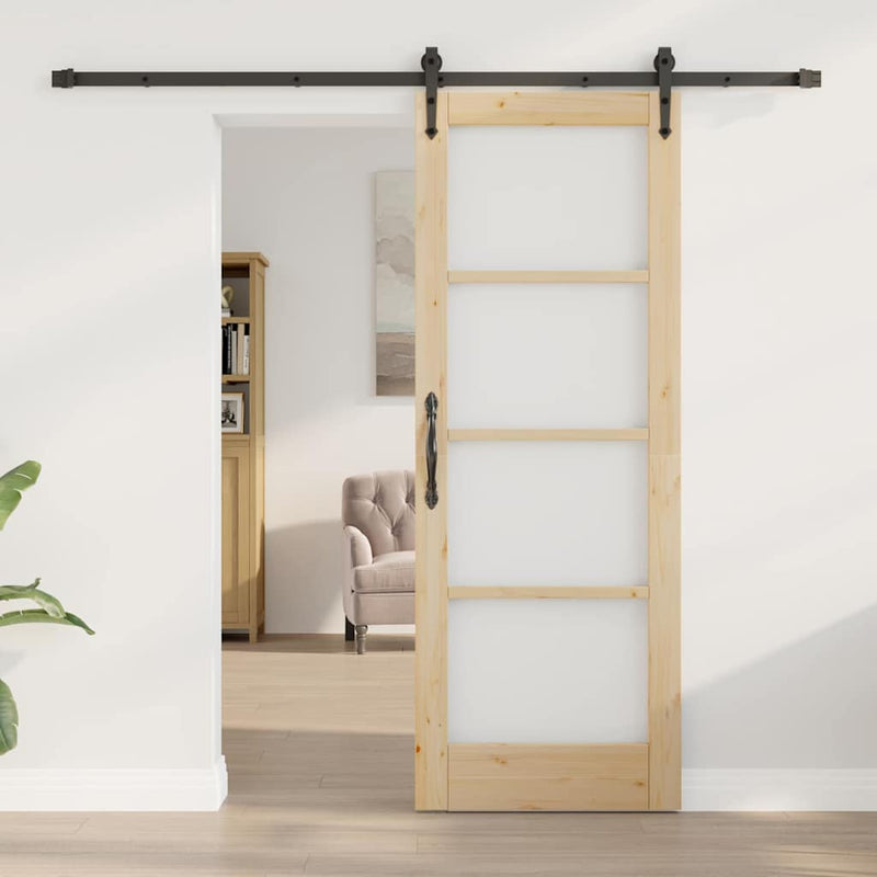 vidaXL Csúszóajtó ORKDAL Barna 73.5 x 198.5 cm Fa és fém