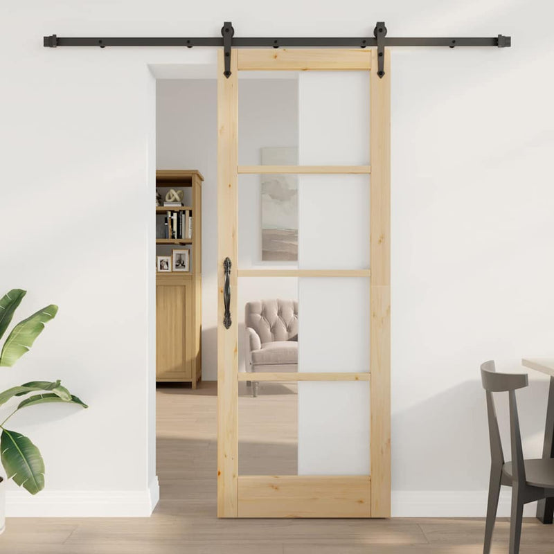 vidaXL Csúszóajtó ORKDAL Barna 78 x 211 cm Fa és fém