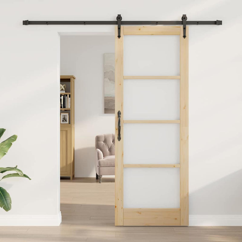 vidaXL Csúszóajtó ORKDAL Barna 78 x 211 cm Fa és fém