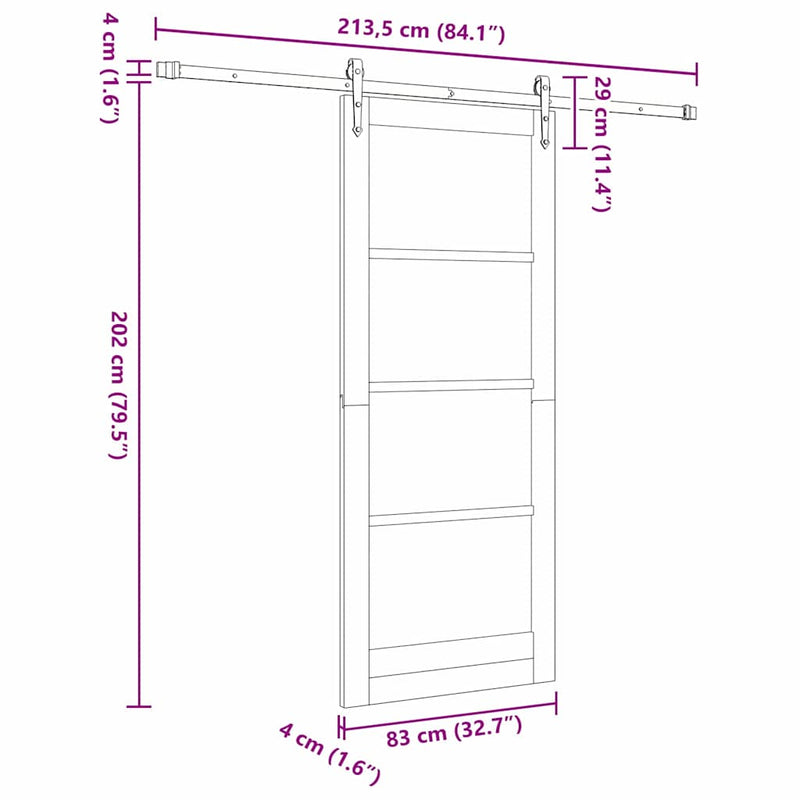 vidaXL Csúszóajtó ORKDAL Fehér 83 x 202 cm Fa és fém