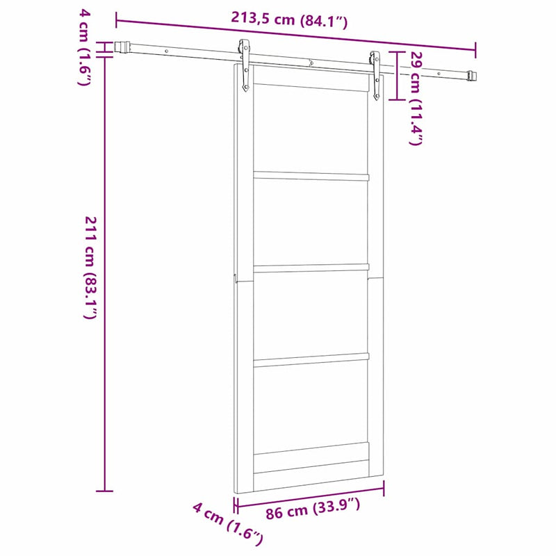 vidaXL Csúszóajtó ORKDAL Barna 86 x 211 cm Fa és fém