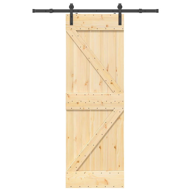 vidaXL tömör fenyőfa tolóajtó fémszerelékszettel 70 x 210 cm
