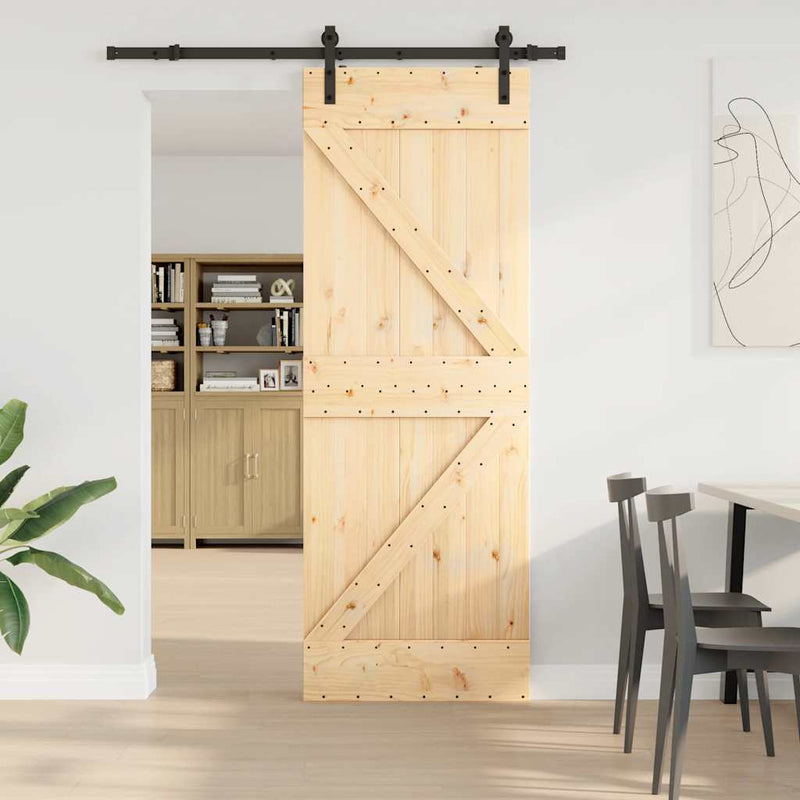 vidaXL tömör fenyőfa tolóajtó fémszerelékszettel 70 x 210 cm