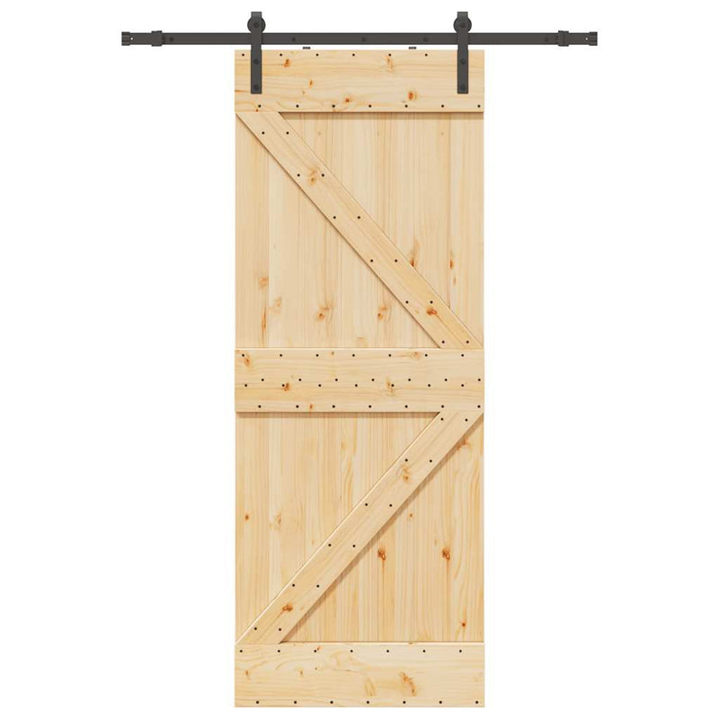 vidaXL tömör fenyőfa tolóajtó fémszerelékszettel 80 x 210 cm