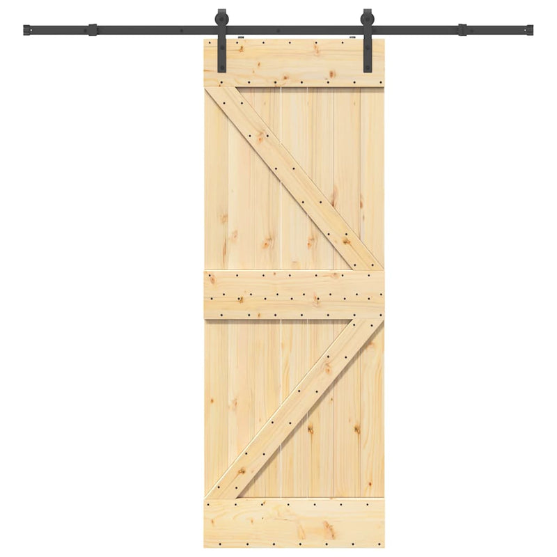 vidaXL tömör fenyőfa tolóajtó fémszerelékszettel 70 x 210 cm