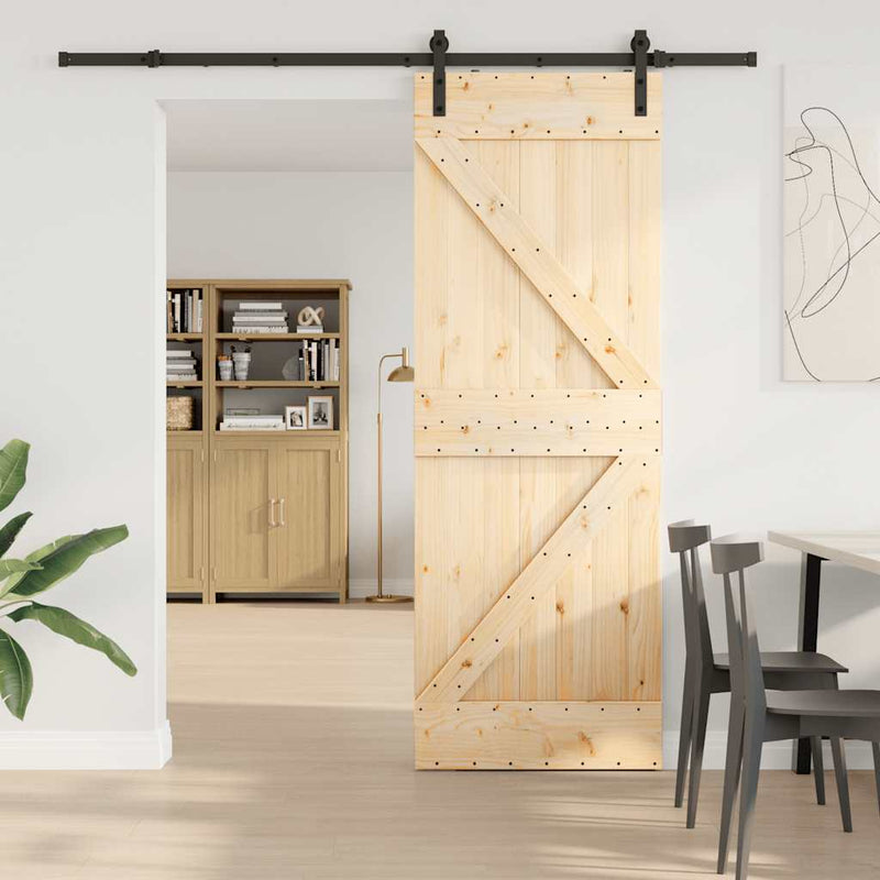 vidaXL tömör fenyőfa tolóajtó fémszerelékszettel 70 x 210 cm