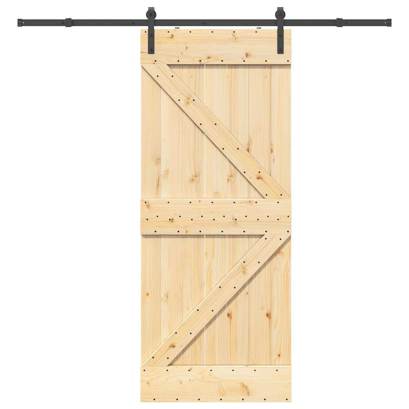vidaXL tömör fenyőfa tolóajtó fémszerelékszettel 85x210 cm