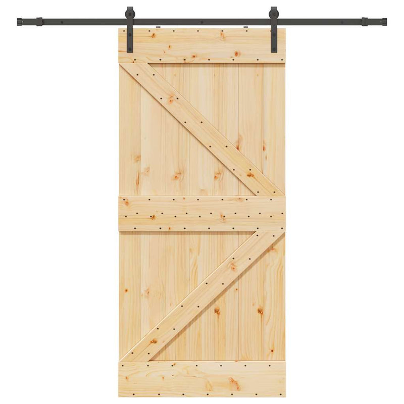 vidaXL tömör fenyőfa tolóajtó fémszerelékszettel 80 x 210 cm