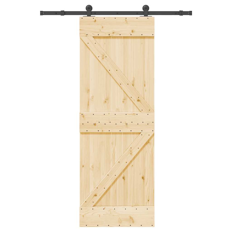 vidaXL tömör fenyőfa tolóajtó fémszerelékszettel 70 x 210 cm