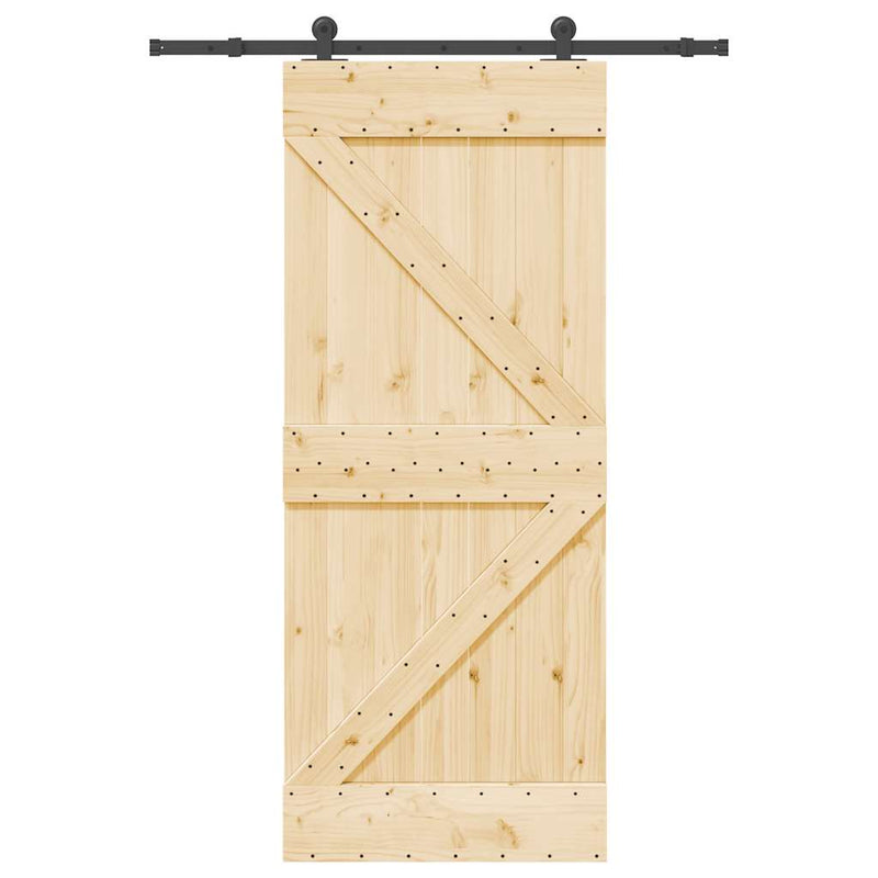 vidaXL tömör fenyőfa tolóajtó fémszerelékszettel 85x210 cm