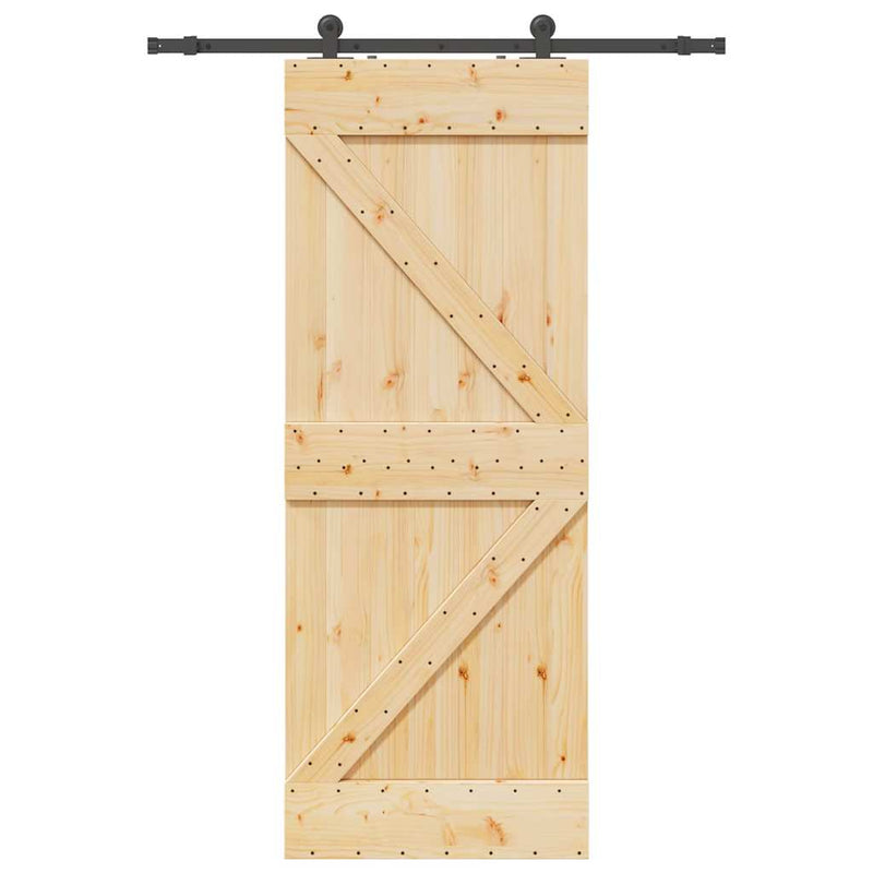 vidaXL tömör fenyőfa tolóajtó fémszerelékszettel 80 x 210 cm