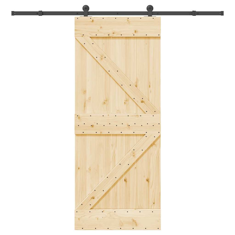 vidaXL tömör fenyőfa tolóajtó fémszerelékszettel 85x210 cm