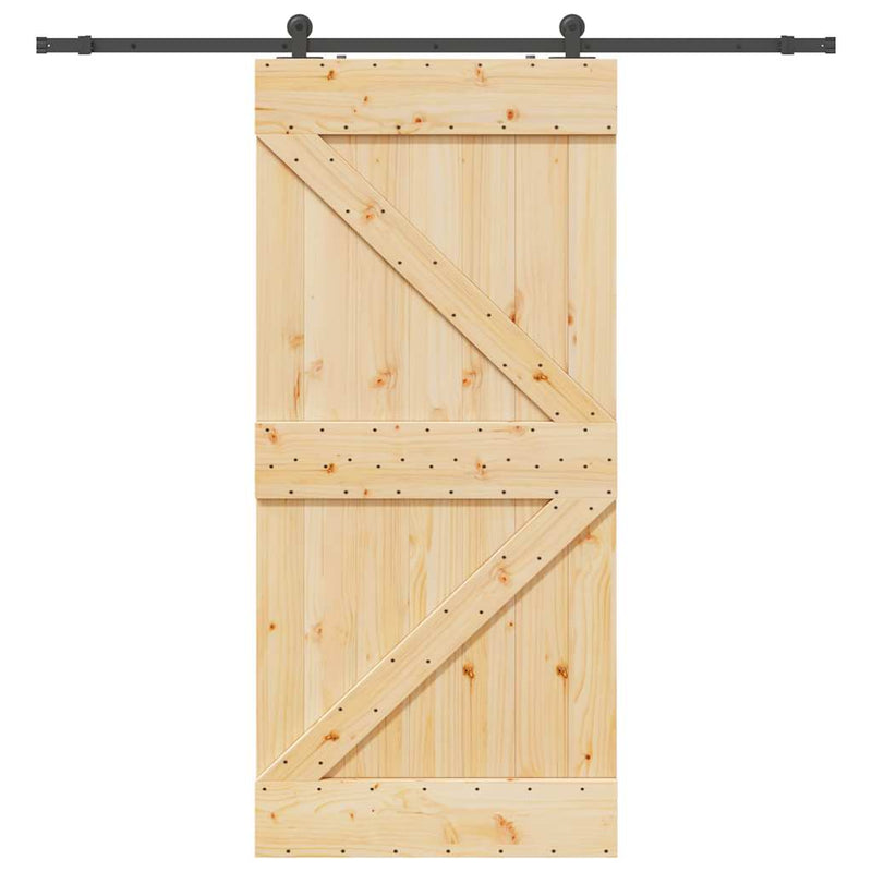 vidaXL tömör fenyőfa tolóajtó fémszerelékszettel 80 x 210 cm