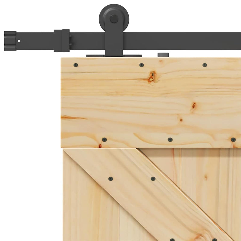 vidaXL tömör fenyőfa tolóajtó fémszerelékszettel 80 x 210 cm