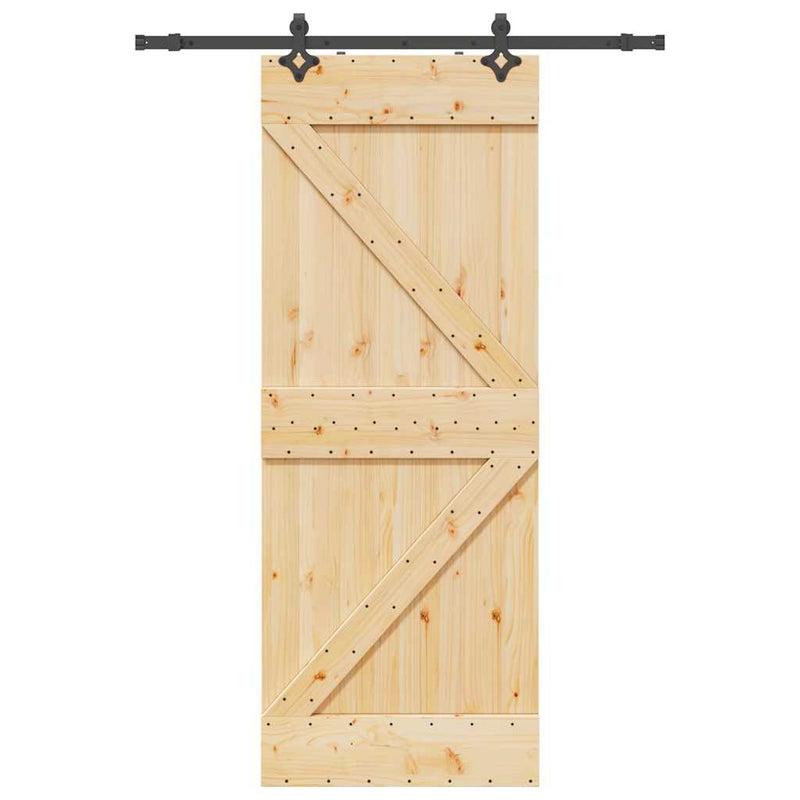 vidaXL tömör fenyőfa tolóajtó fémszerelékszettel 80 x 210 cm