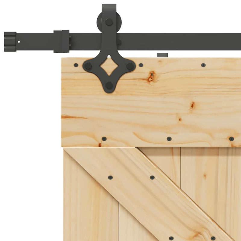 vidaXL tömör fenyőfa tolóajtó fémszerelékszettel 80 x 210 cm